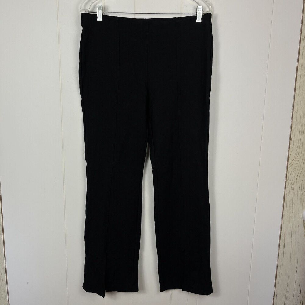 Time Tru Women Pull On Pants XL 16 18 35x30 Black Tucks Elastic Waist High Waist